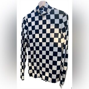 Checker print turtleneck top